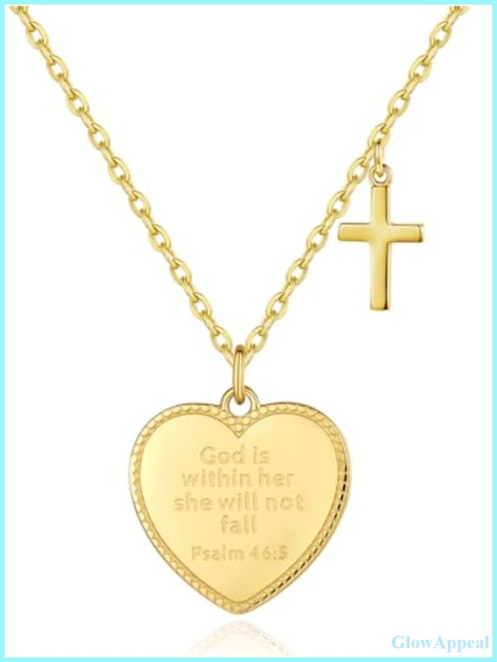 Cross Coin Pendant Necklace Bible Verse Engraved Religious Jewelry Gift